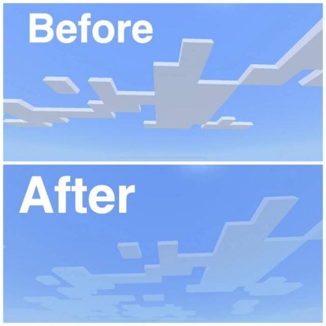Сравнение облаков до и после установки дополнения
