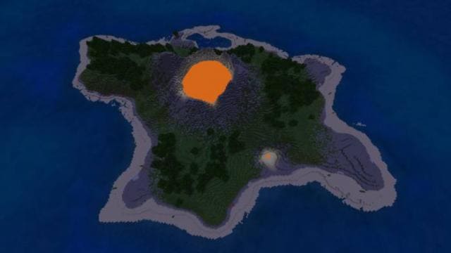 Остров с вулканом ночью