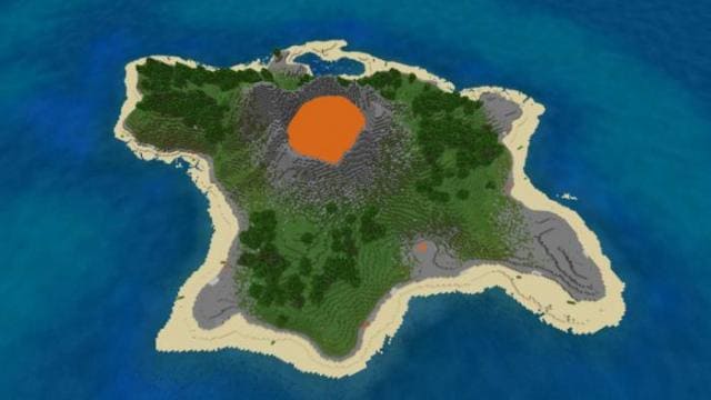 Остров с вулканом днем