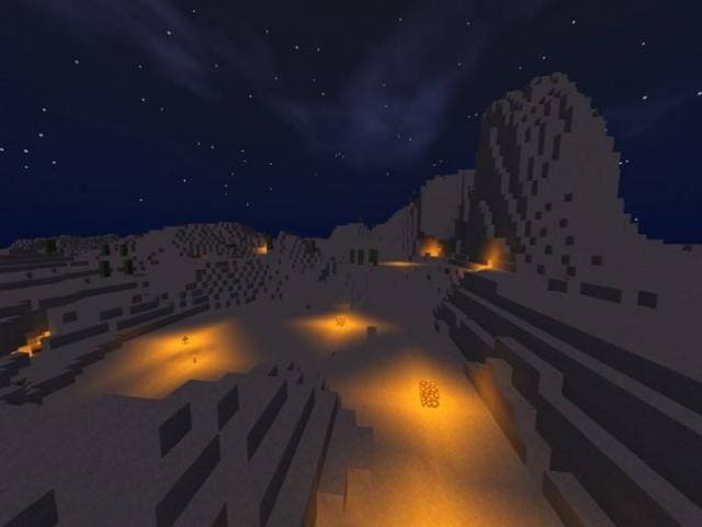 Светящиеся блоки в пустыне
