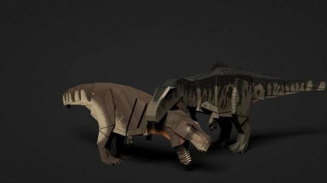Гигантозавр кусает шею