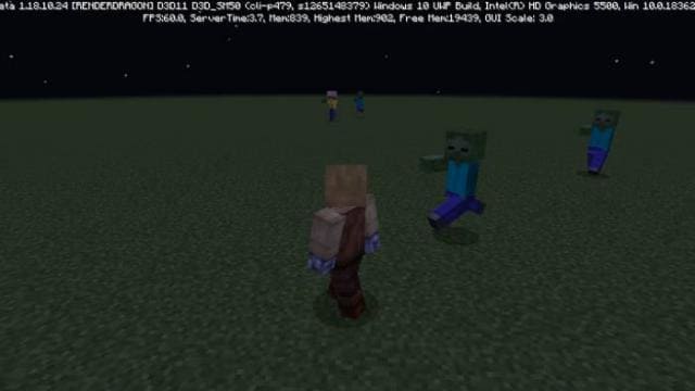 Зомби атакуют игрока в плоском мире