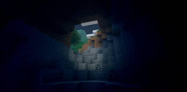 Освещение к начале пещеры