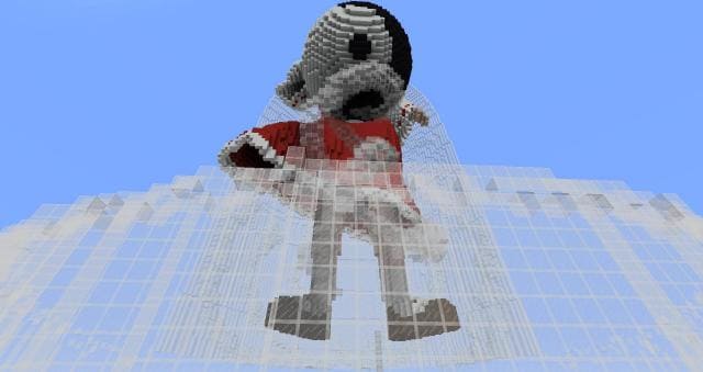 Как выглядит пиксель арт аниме-статуи снизу