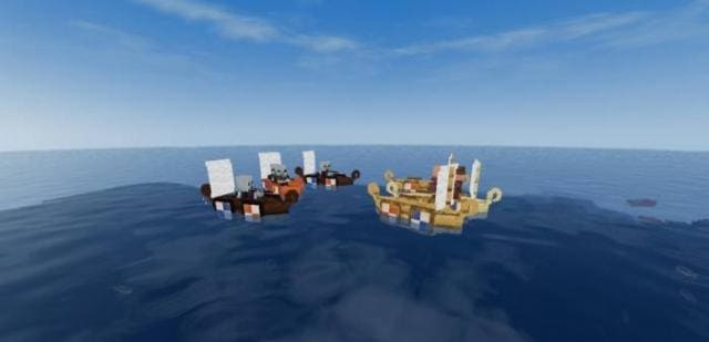 Лодки викингов в океане