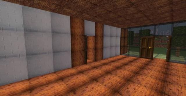 Большая комната из деревянных материалов