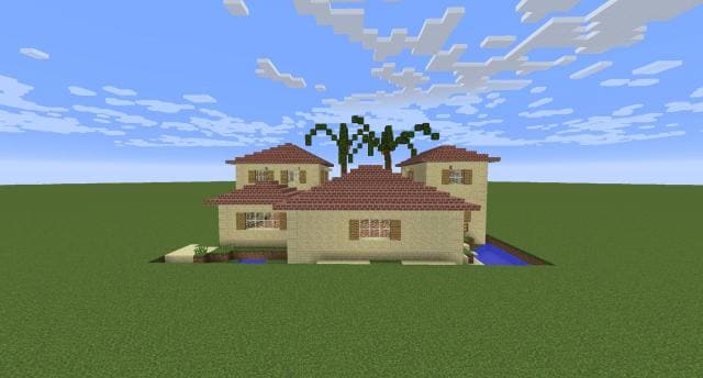 Дом с пальмами вид сзади
