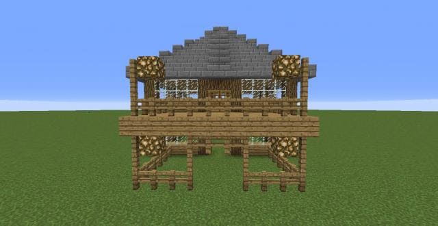 Простой дом из дерева вид спереди 2