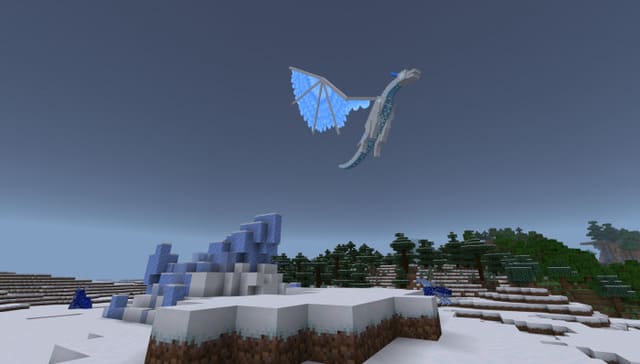 Ледяной дракон парит над своим гнездом