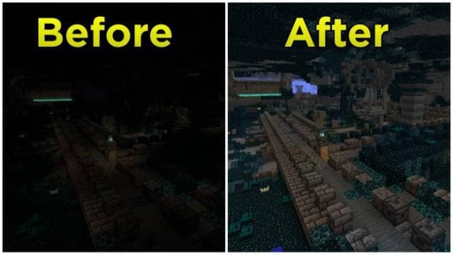 Вид древнего города до и после применения дополнения