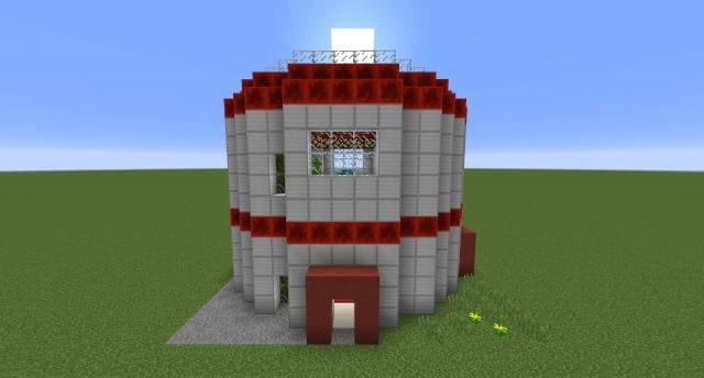 Бело-красный домик вид спереди 2