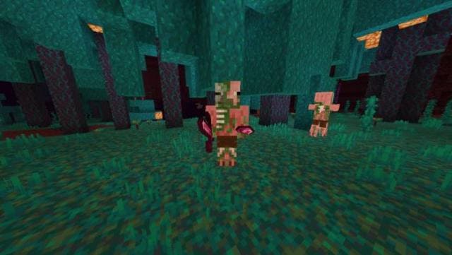 Зомби-свиночеловек атакует игрока