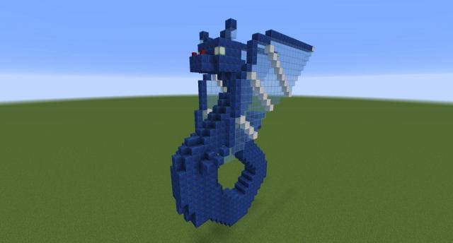 Синий дракон-змей вид спереди