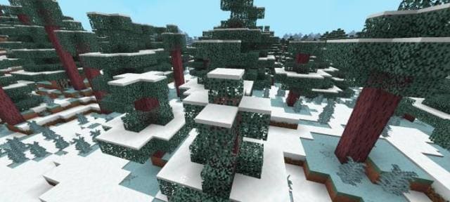 Снег наверху деревьев