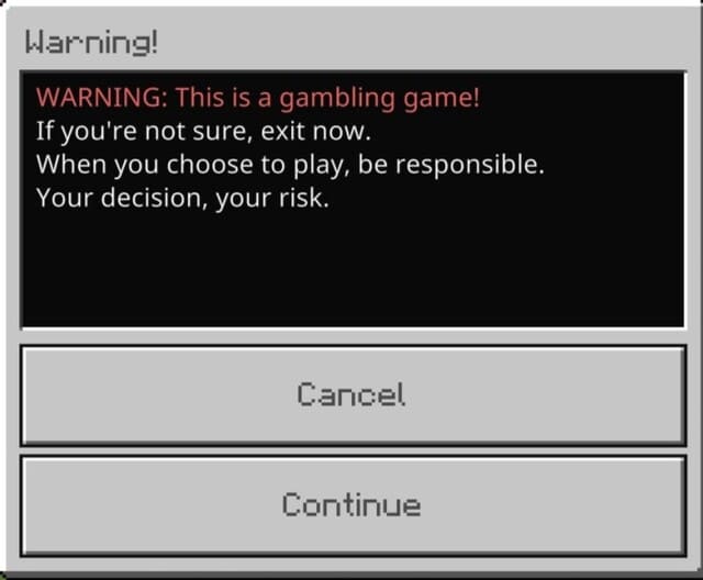 Предупреждение об азартных играх