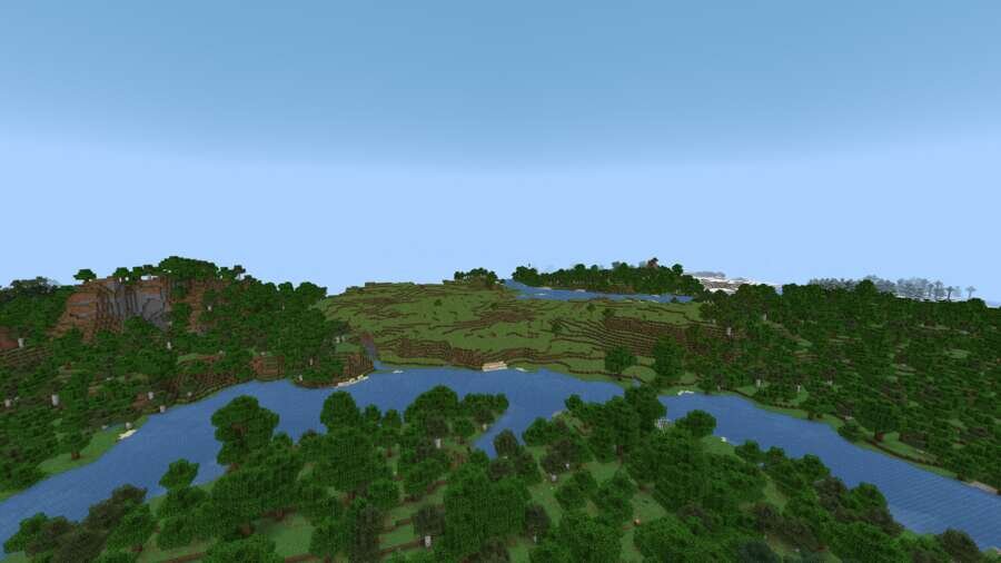 Вид на разные биомы вокруг озера с островом