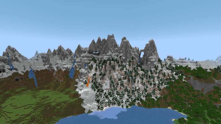 Вид на лес у снежных гор 3