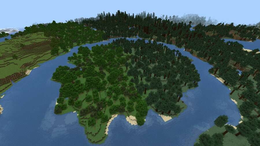 Вид на большой остров на озере сверху