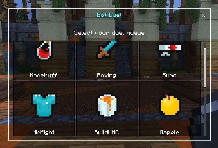 Меню дуэли с Настройка дуэли