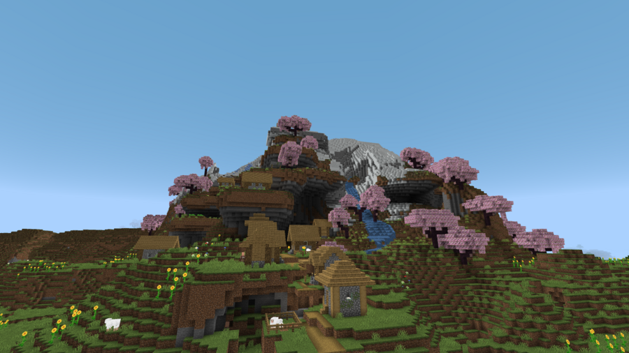 Биом сакуры на небольшом склоне горы