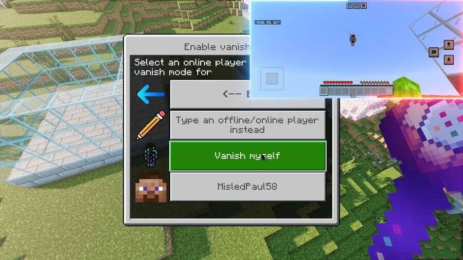 Игрок накладывает невидимость через панель администратора