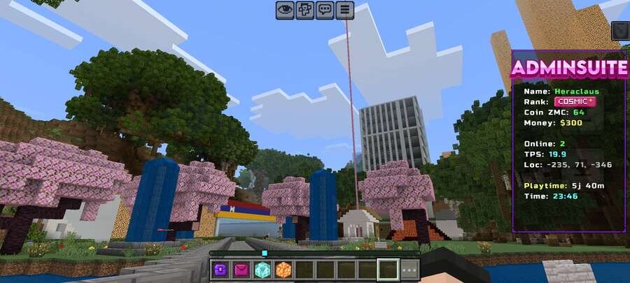 Меню администратора сбоку экрана