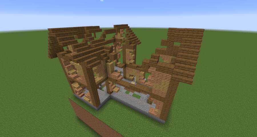 Разрушенный дом вид сзади