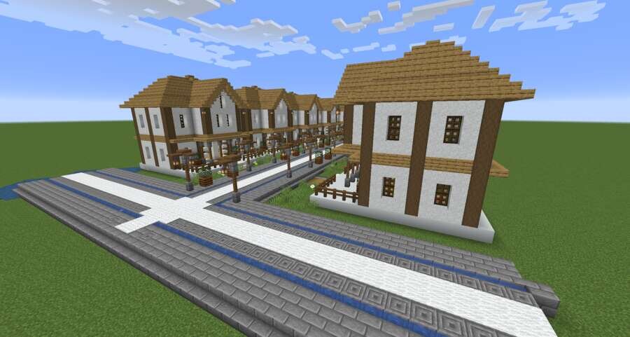 Белые домики вид спереди