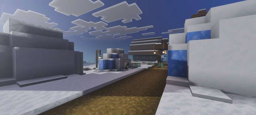 Зимняя деревня в полдень