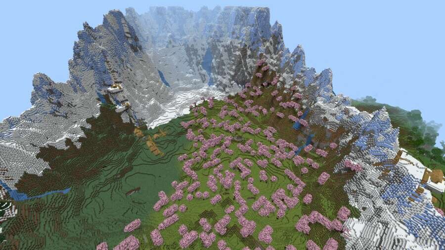 Как выглядит деревня, горы и даже биом сакуры сверху 2