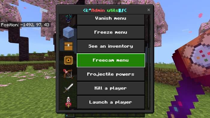 Меню наблюдателя