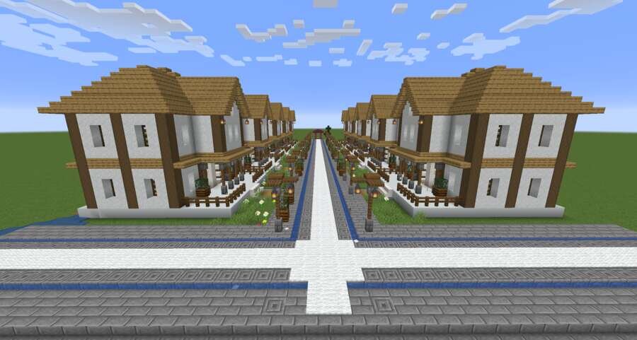 Белые домики вид спереди 2