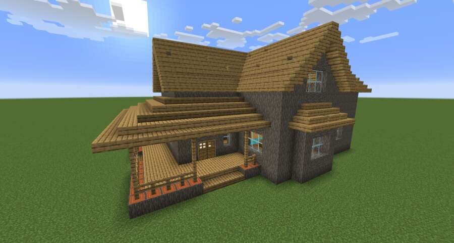 Уютный особняк из дерева вид спереди