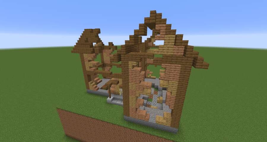 Разрушенный дом вид спереди