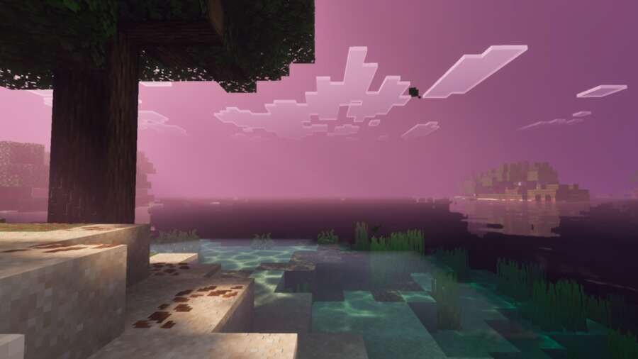 Розовое небо в игре