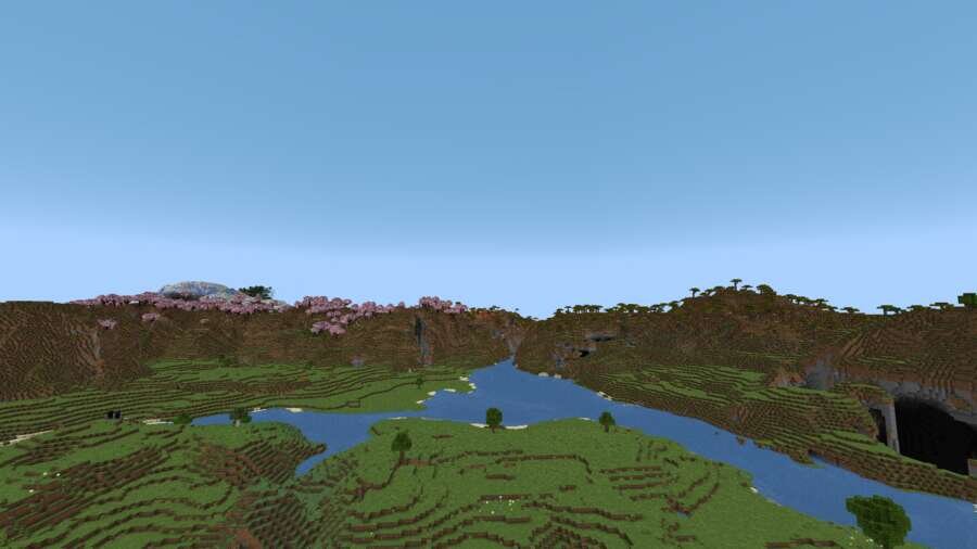 Биом мессы, речка, горы и многое другое сверху