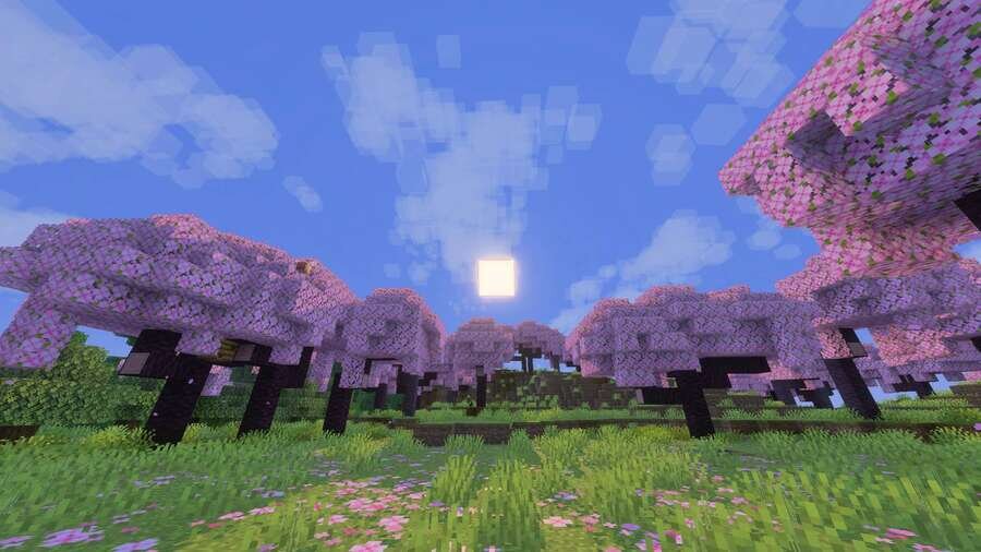 Красивые, перистые облака в Вишневом биоме