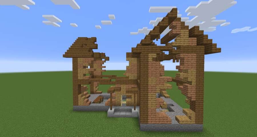 Разрушенный дом вид спереди 2