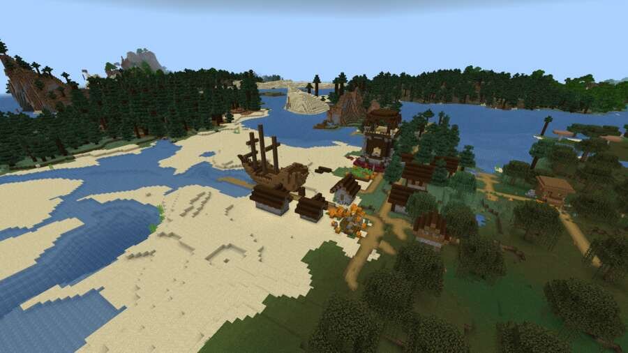 Вид на аванпост, деревню и корабль сверху 2