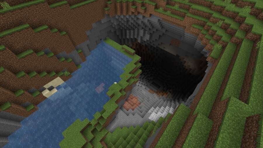 Место спуска в пещеры в игре