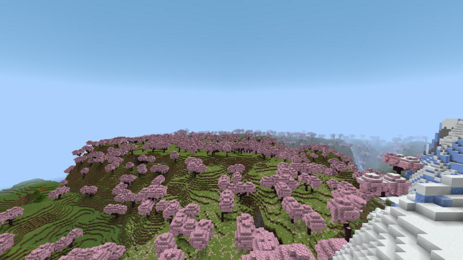 Деревья вишни уходят в горизонт на поле