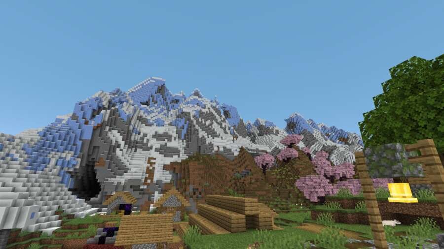 Деревня и горы спереди