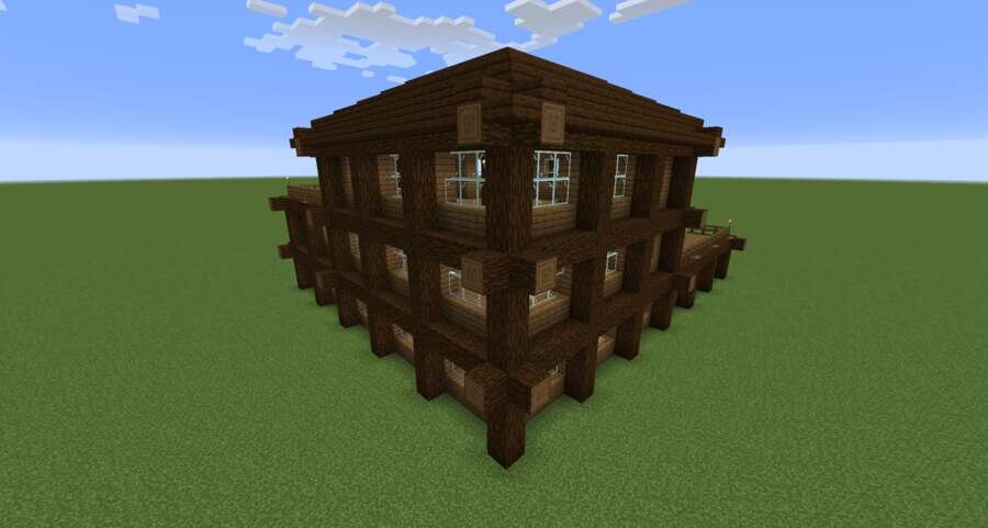 Деревянное жилище вид сзади