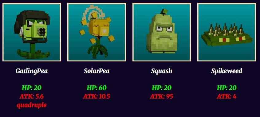 Виды Растений в игре