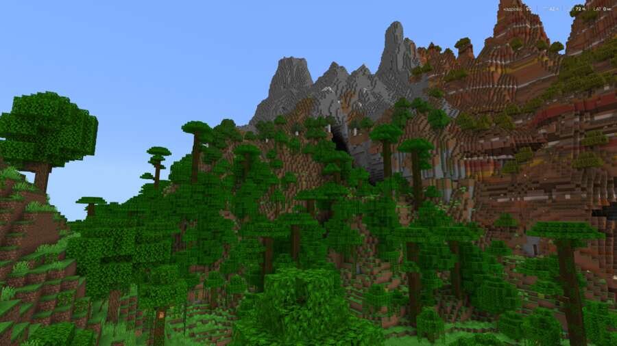 Вид из джунглей на горный хребет