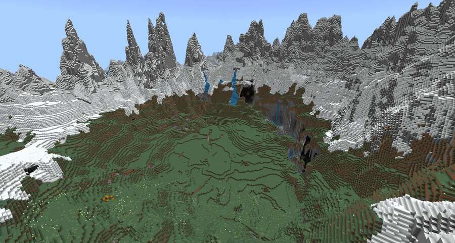 Как выглядит локация около снежных гор