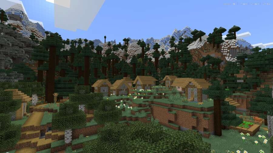 Вид на деревушку и горы вблизи