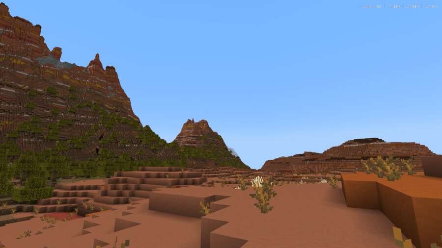 Пустыни и горы посреди игрового мира