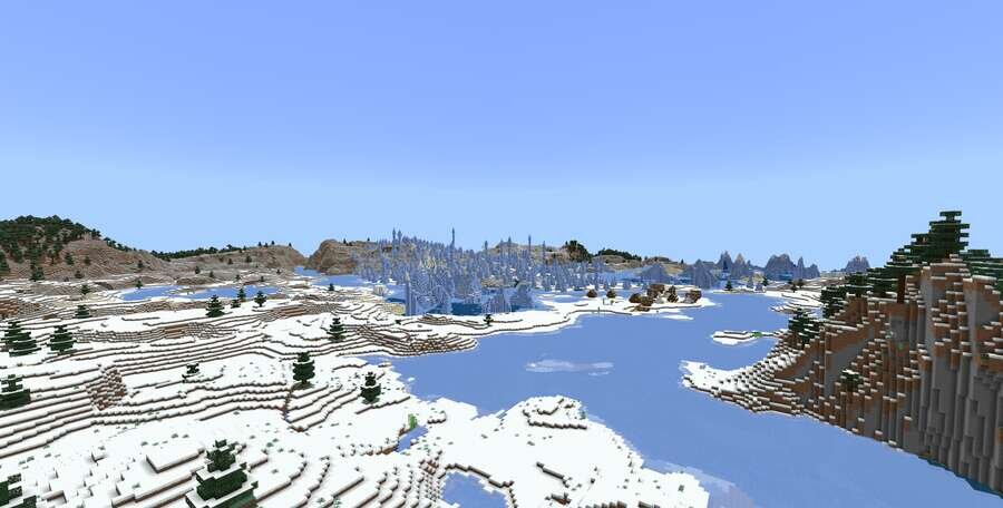 Вид на ледяные шпили и гору