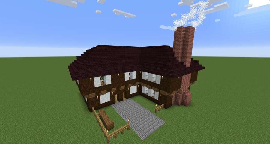 Деревянный дом вид спереди